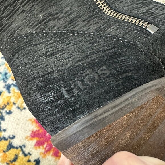 Taos Shaka Leather Ankle Heel Bootie Black Womens Size 37 US 6 6.5 Boho Zipper - Picture 7 of 11